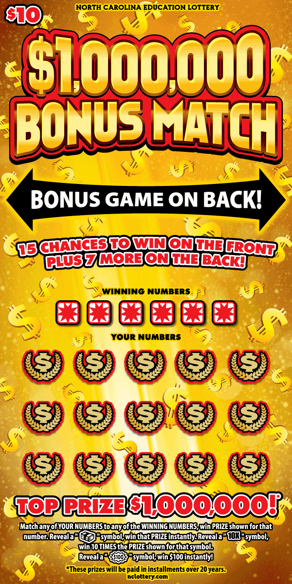 $1,000,000 Bonus Match scratch-off ticket