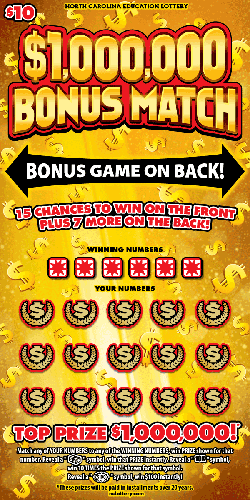 $1,000,000 Bonus Match scratch-off ticket