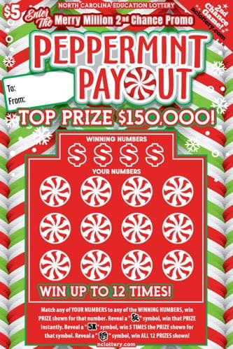 Peppermint Payout scratch-off ticket