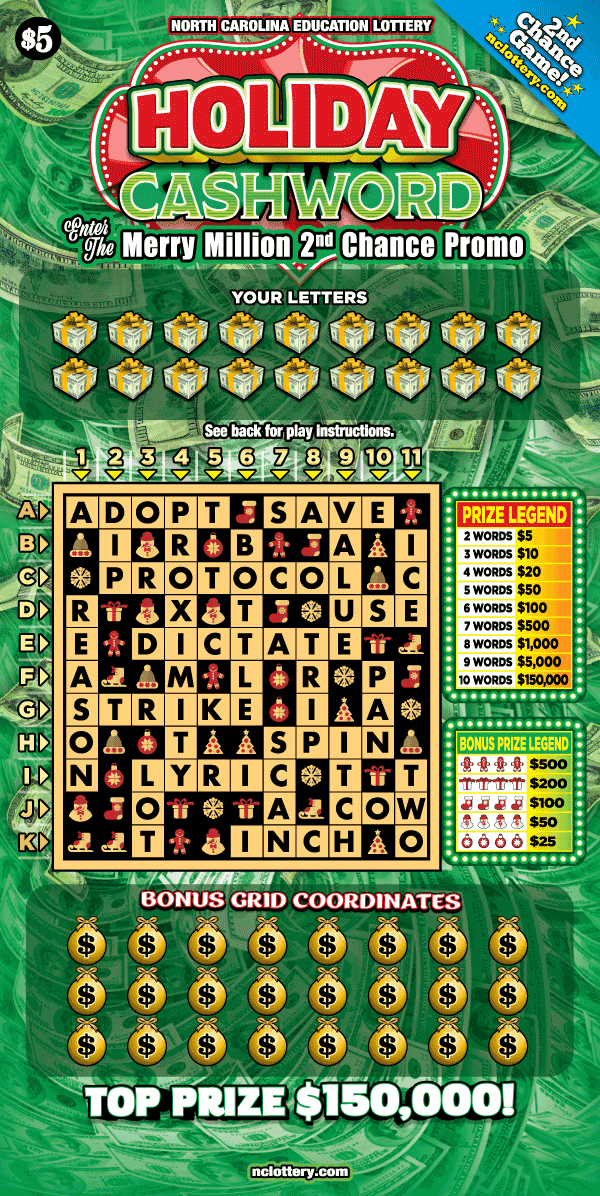 Holiday Cashword scratch-off ticket