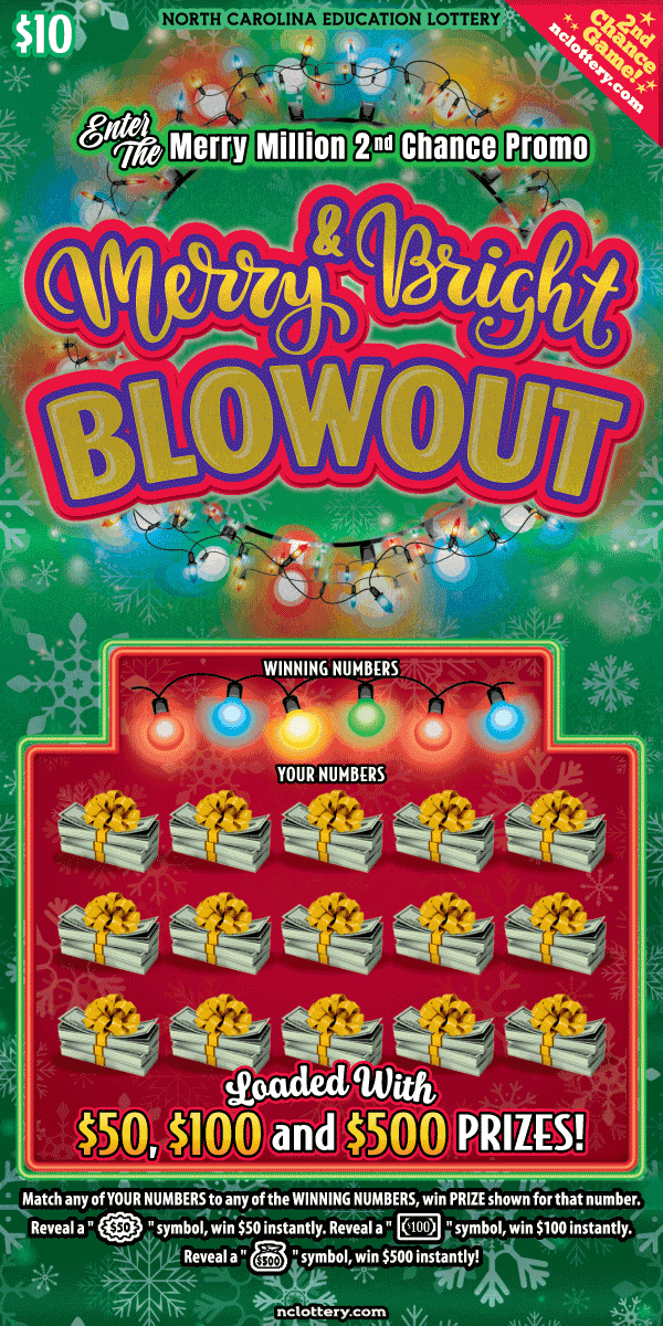 Merry & Bright Blowout scratch-off ticket