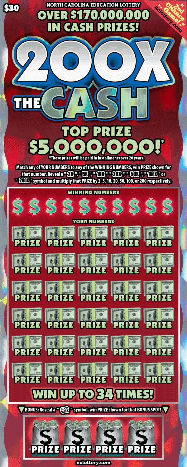 200X The Cash scratch-off ticket