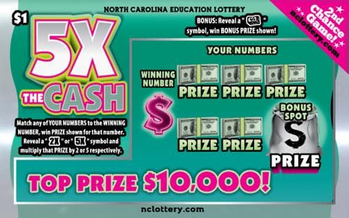 5X The Cash scratch-off ticket