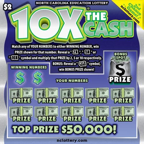 10X The Cash scratch-off ticket