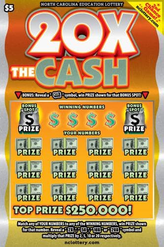 20X The Cash scratch-off ticket