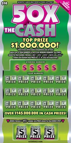 50X The Cash scratch-off ticket
