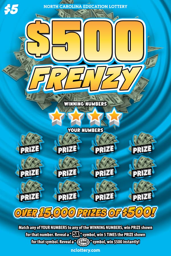 $500 Frenzy scratch-off ticket
