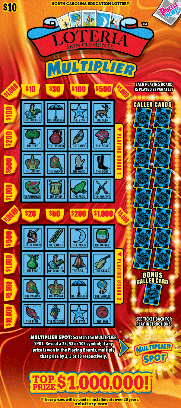 LOTERIAâ¢ MULTIPLIER scratch-off ticket