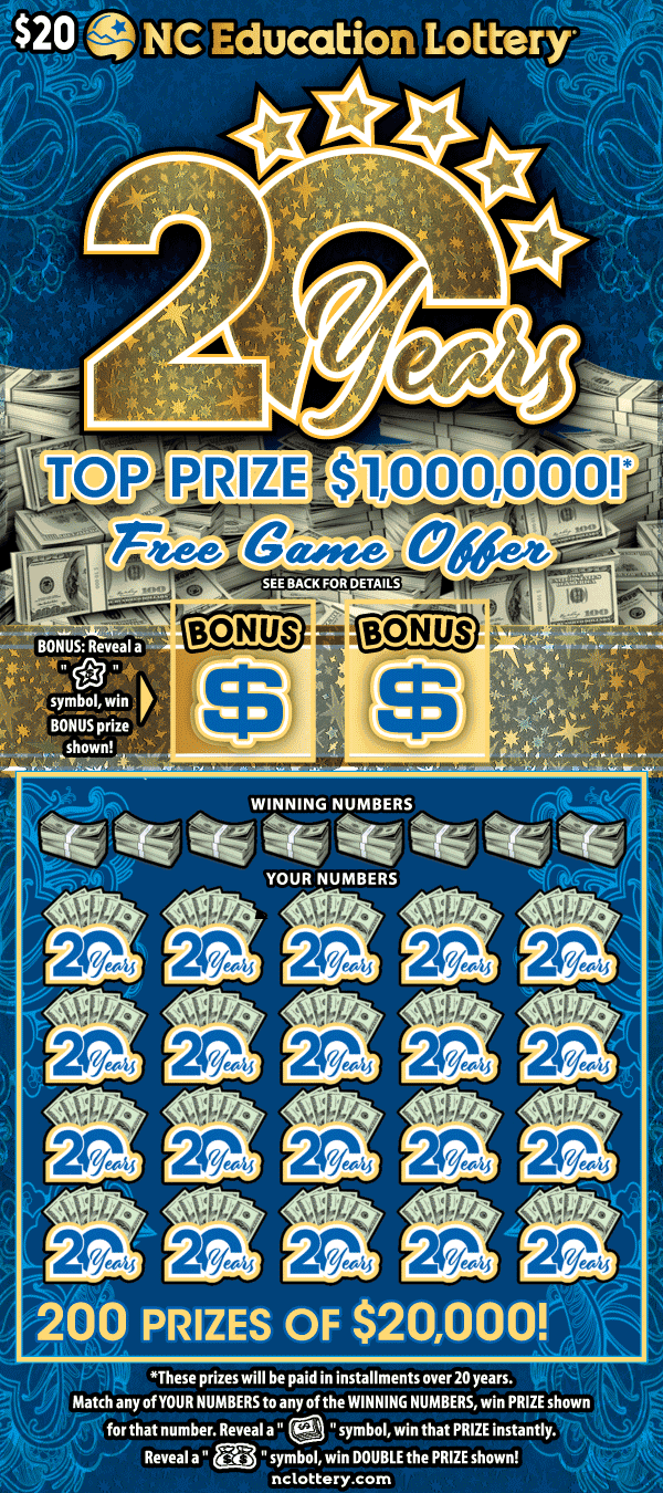 20 Years scratch-off ticket