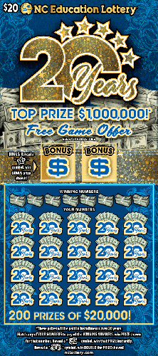 20 Years scratch-off ticket
