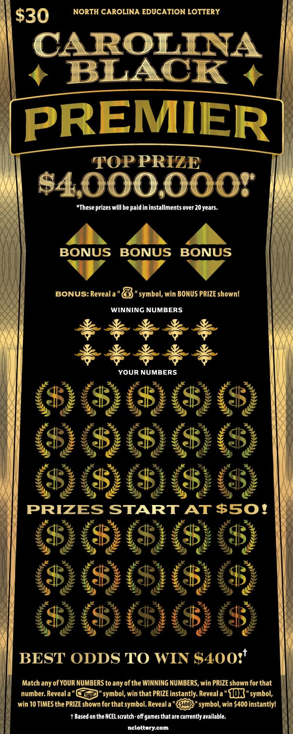 Carolina Black Premier scratch-off ticket