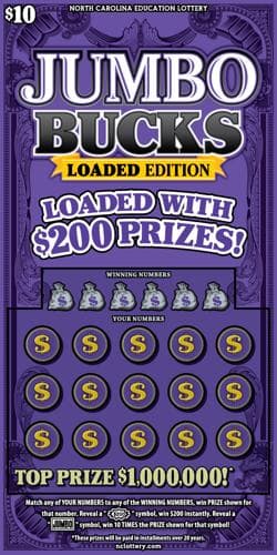Jumbo Bucks scratch-off ticket