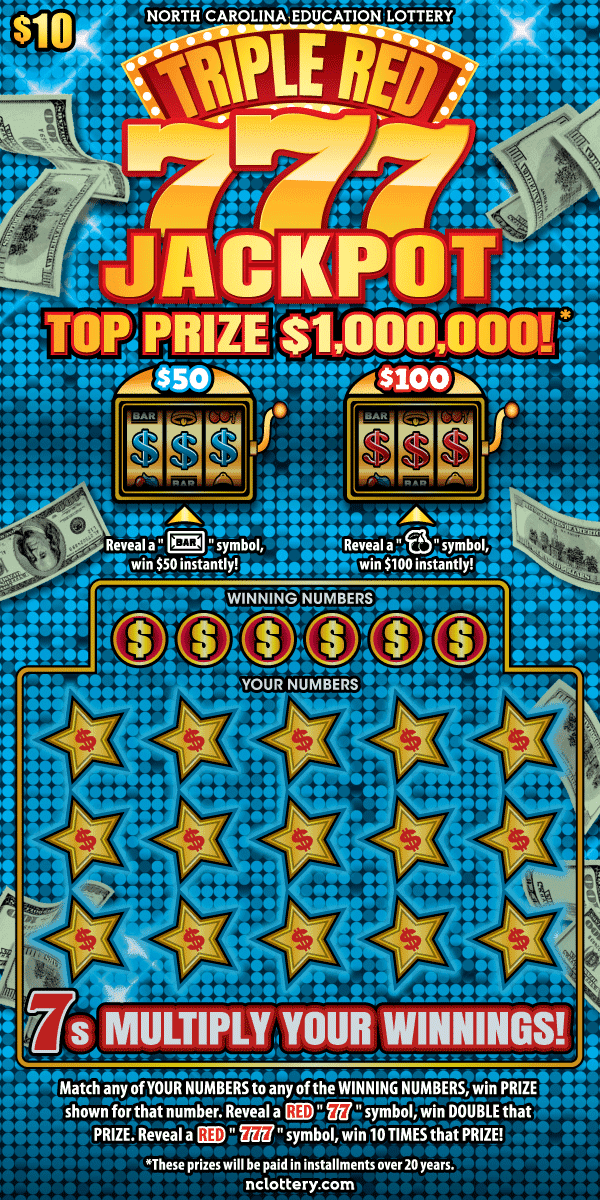 Triple Red 777 Jackpot scratch-off ticket