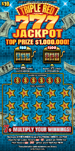 Triple Red 777 Jackpot scratch-off ticket