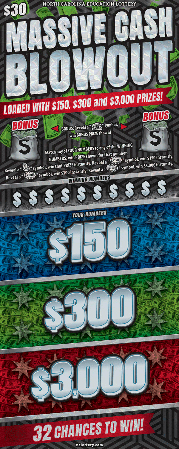 Massive Cash Blowout scratch-off ticket
