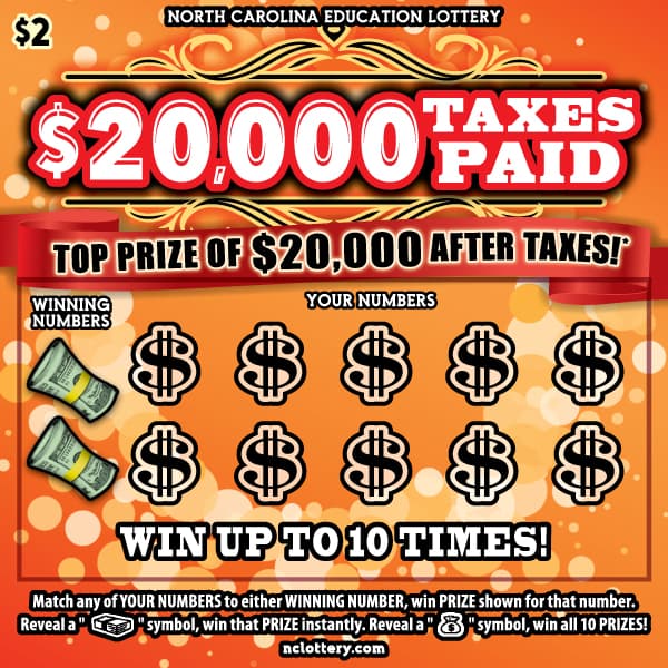$20,000 Taxes Paid scratch-off ticket