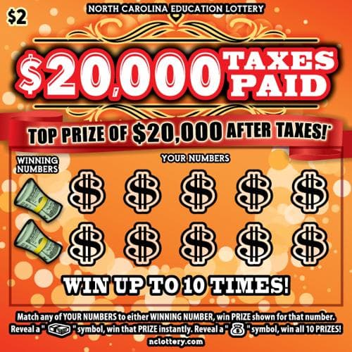 $20,000 Taxes Paid scratch-off ticket