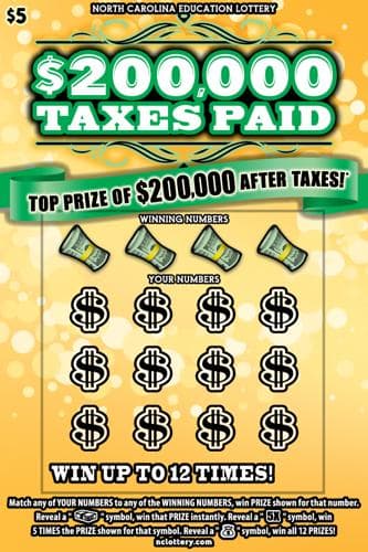 $200,000 Taxes Paid scratch-off ticket