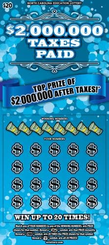 $2,000,000 Taxes Paid scratch-off ticket