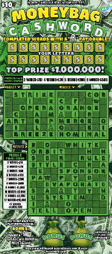 Moneybag Cashword scratch-off ticket