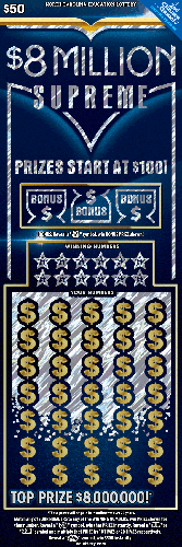 $8 Million Supreme scratch-off ticket