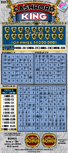 Cashword King scratch-off ticket