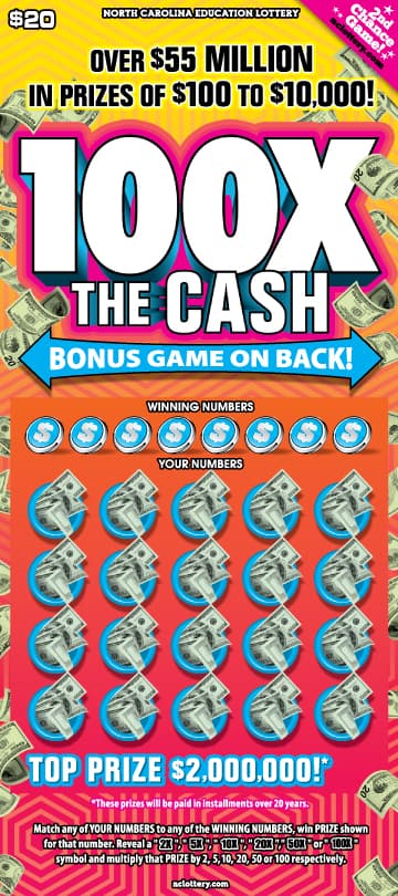 100X The Cash scratch-off ticket