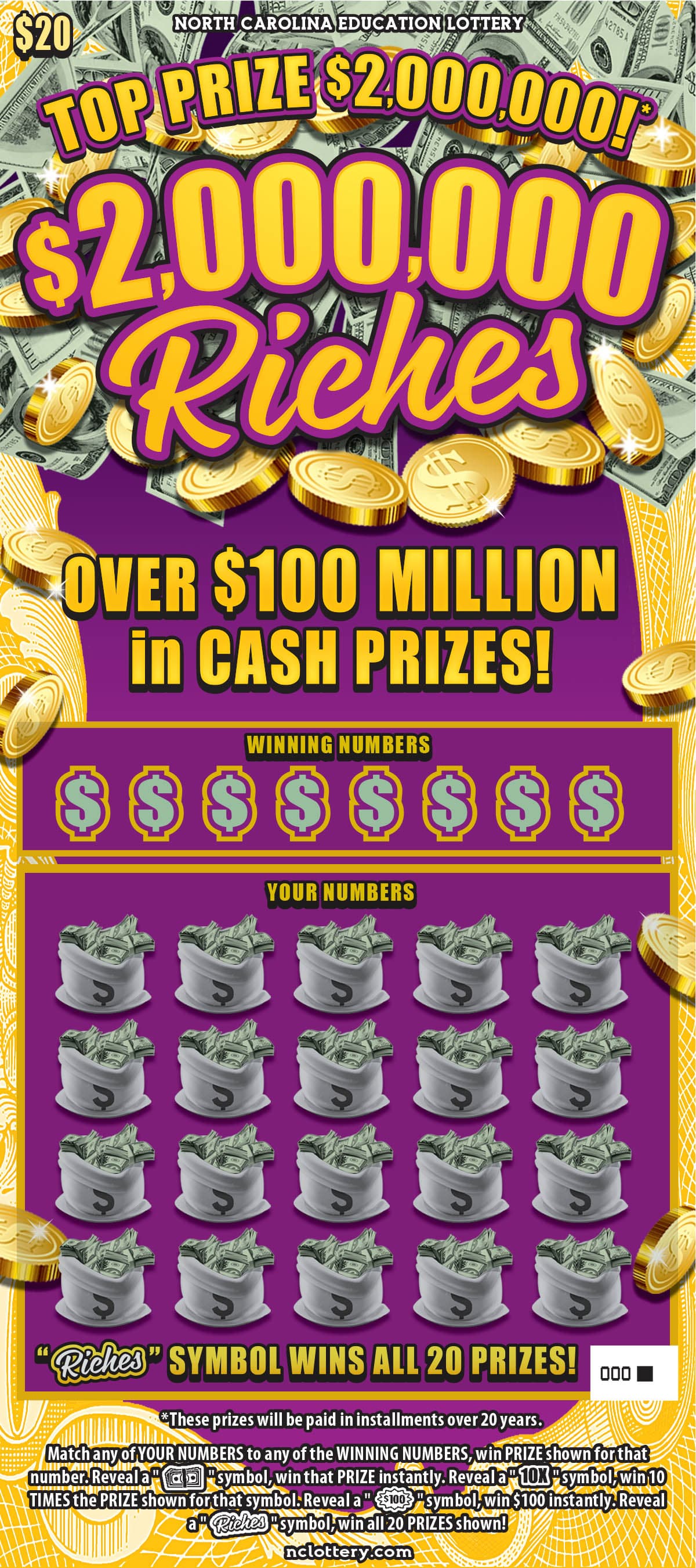$2,000,000 Riches scratch-off ticket