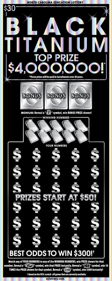 Black Titanium scratch-off ticket