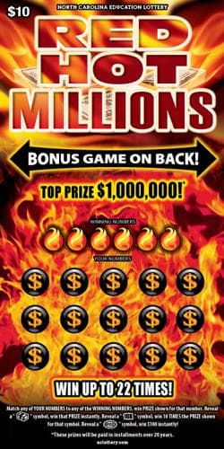 Red Hot Millions scratch-off ticket