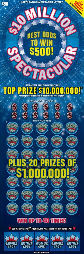$10 Million Spectacular scratch-off ticket