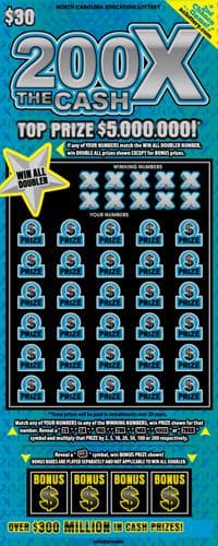 200X The Cash scratch-off ticket