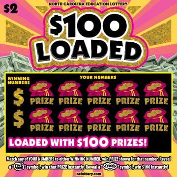 $100 Loaded scratch-off ticket
