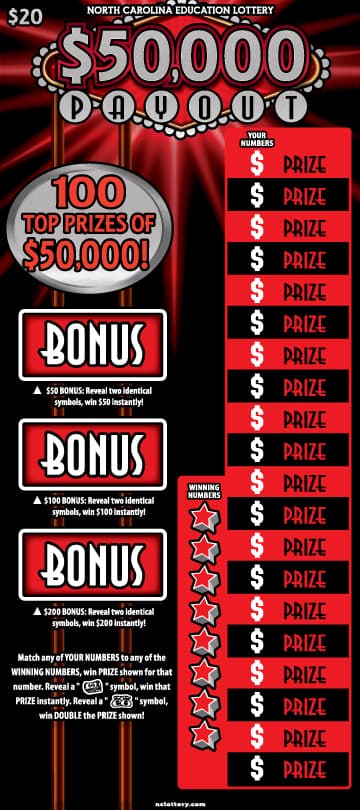 $50,000 Payout scratch-off ticket