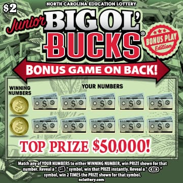 Junior BIG OL' BUCKS® scratch-off ticket