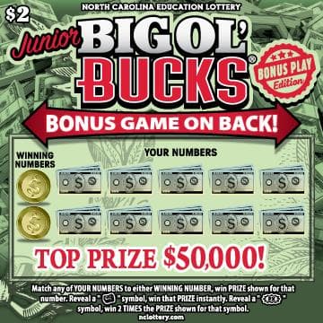 Junior BIG OL' BUCKS® scratch-off ticket