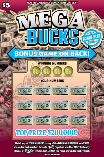 MEGA BUCKS scratch-off ticket