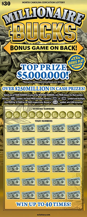 Millionaire Bucks scratch-off ticket