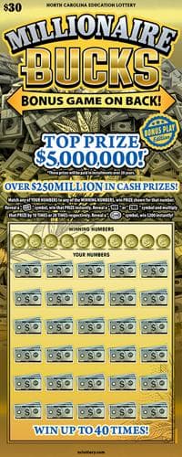 Millionaire Bucks scratch-off ticket