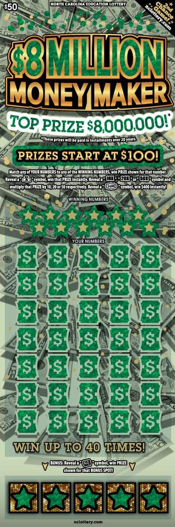 $8 Million Money Maker scratch-off ticket