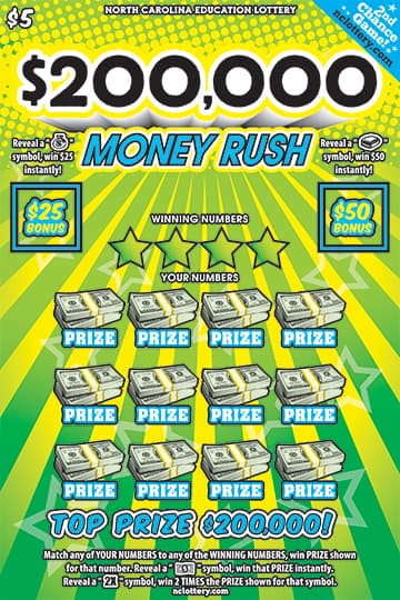 $200,000 Money Rush scratch-off ticket