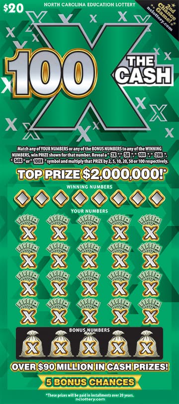 100X The Cash scratch-off ticket