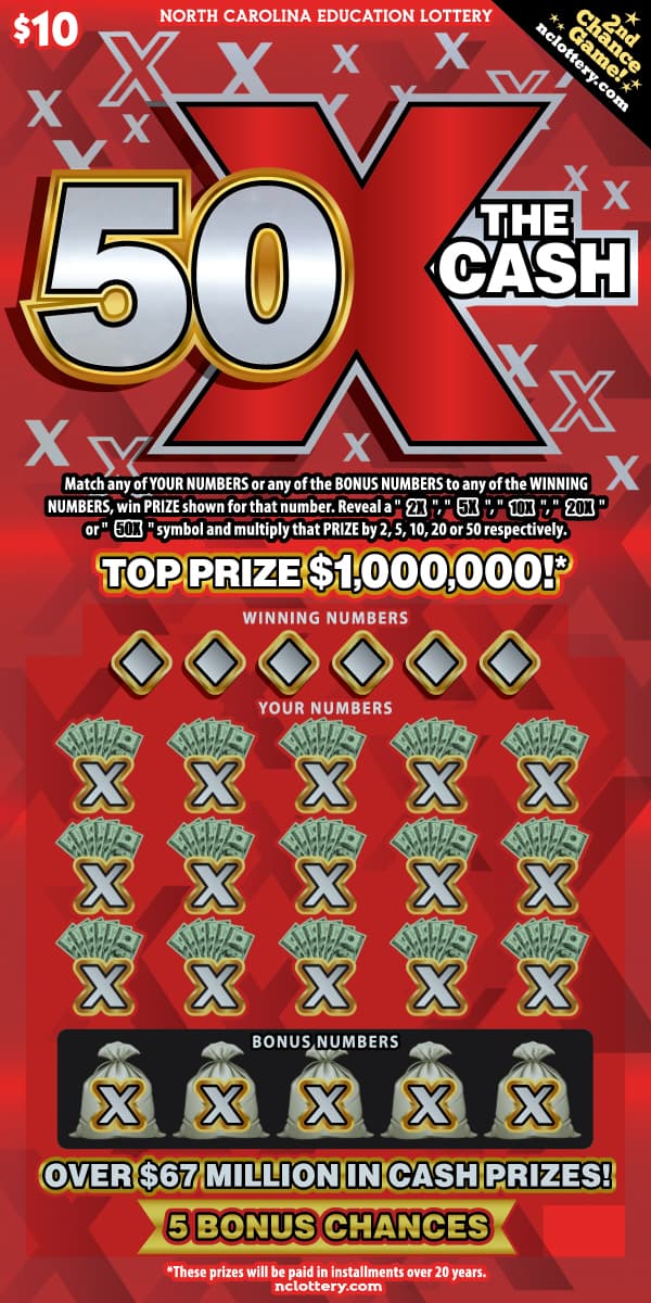 50X The Cash scratch-off ticket