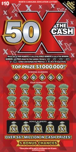 50X The Cash scratch-off ticket