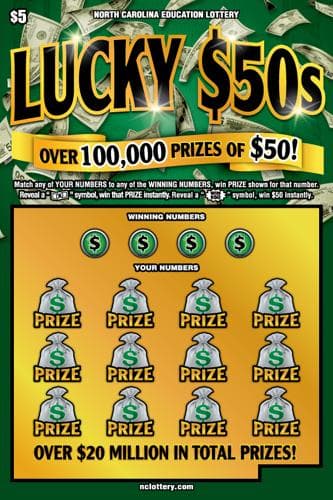 Lucky $50s scratch-off ticket