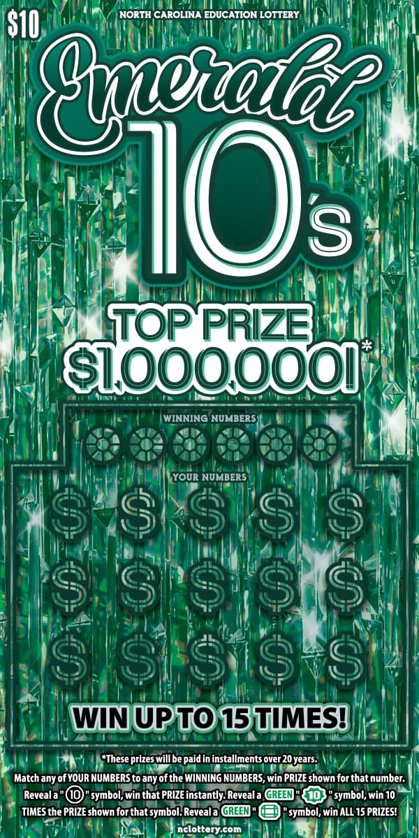 Emerald 10's scratch-off ticket