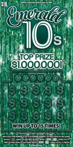 Emerald 10's scratch-off ticket