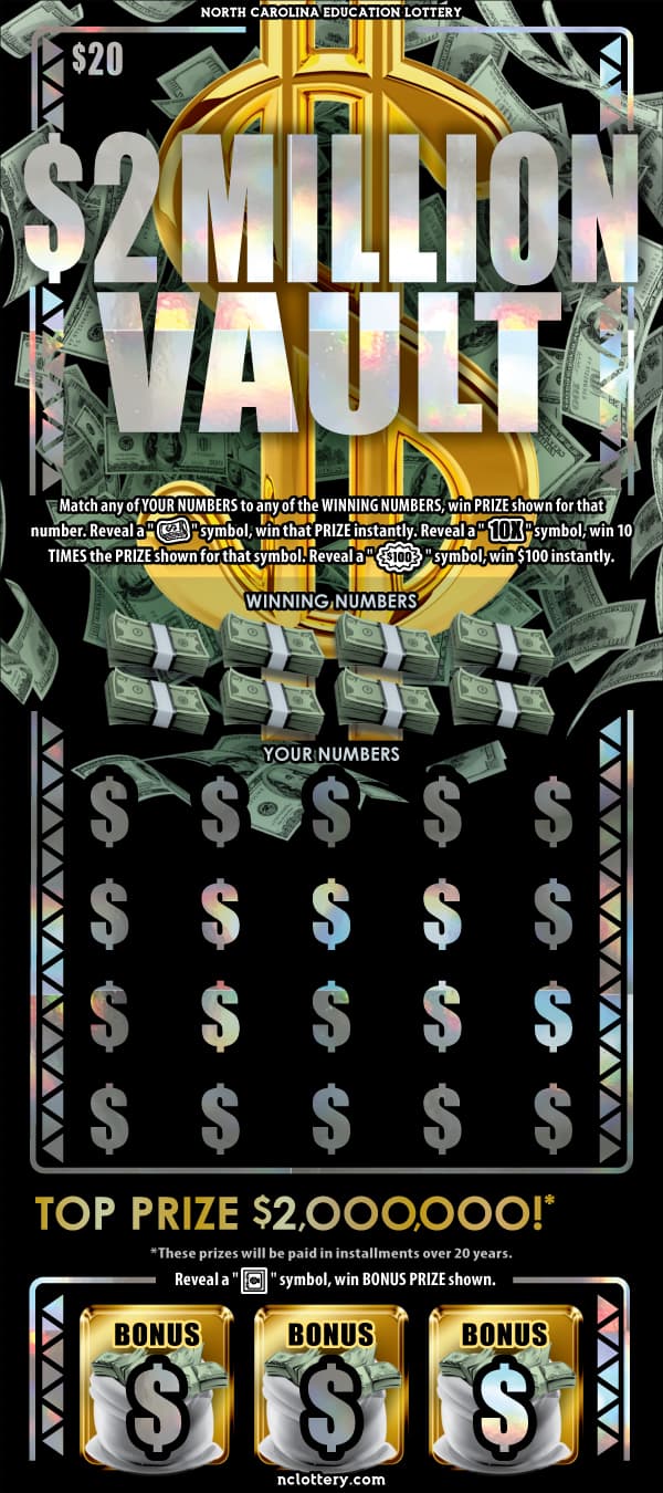 $2 MILLION VAULT scratch-off ticket