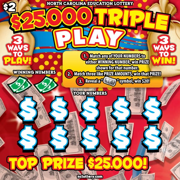 $25,000 Triple Play scratch-off ticket