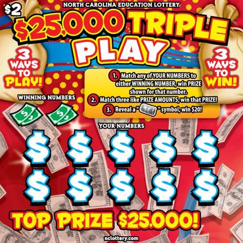 $25,000 Triple Play scratch-off ticket